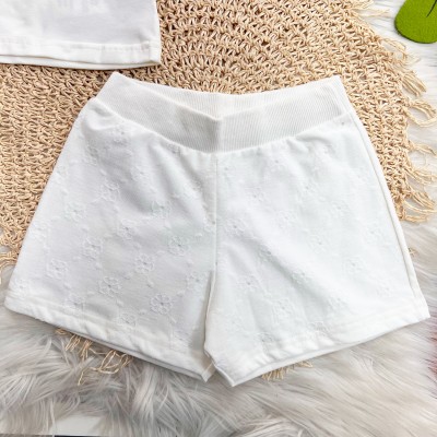 Conj. Blusa e Short em Lese Floral - Off White